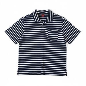 JUNCTION WEST New Men Striped Modal Blend Collar Short Sleeve Polo Blue White XL